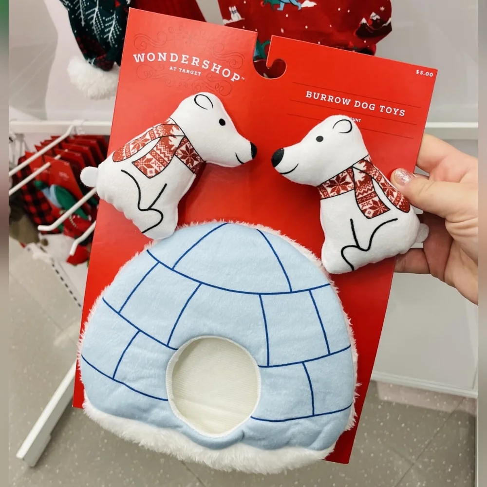 New Wondershop 3pc Polar Bear & Igloo Burrow Dog Toy Set 3pc